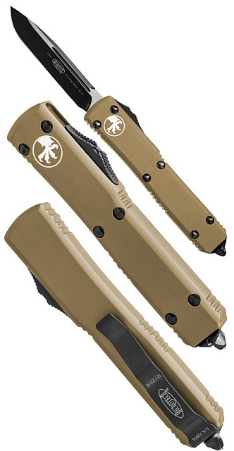 Нож Microtech Ultratech Black 121-1TA с автоматическим открытием/закрытием клинка.