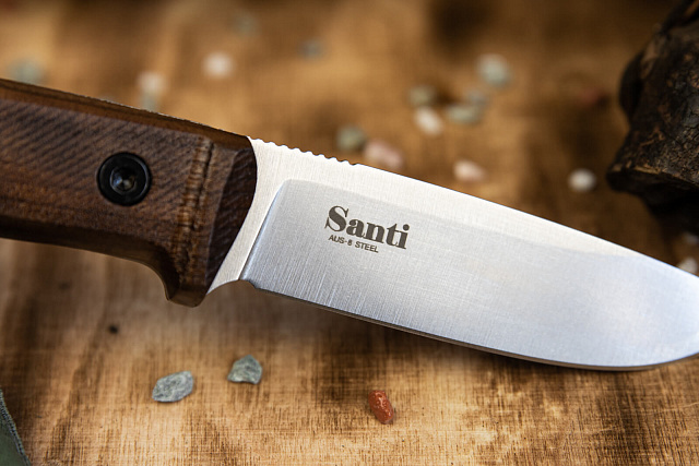 Нож Kizlyar Supreme Santi AUS-8 StoneWash Орех