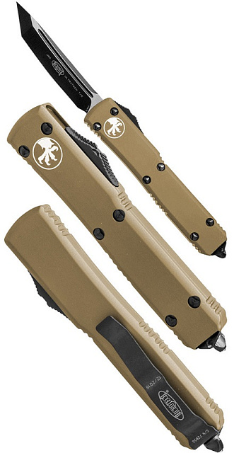 Нож Microtech Ultratech Black 123-1TA с автоматическим открытием/закрытием клинка.