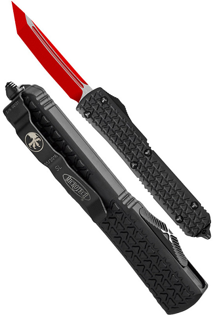 Нож Microtech Ultratech Black 123-1SL с автоматическим открытием/закрытием клинка.