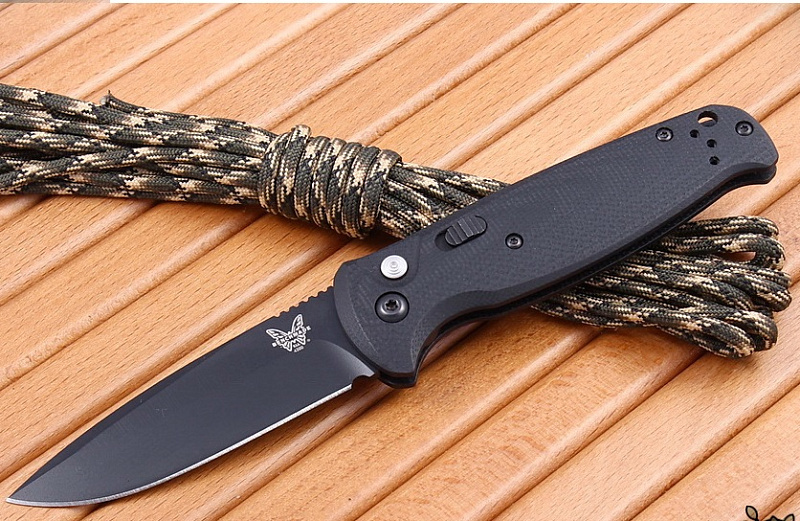 Нож Benchmade BM4300 BK - нож складной автомат. Рукоять G - 10, сталь 154CM.