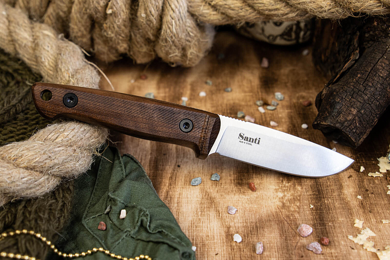 Нож Kizlyar Supreme Santi AUS-8 StoneWash Орех